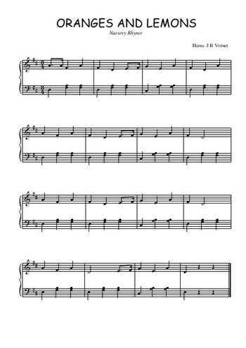 Téléchargez l'arrangement pour piano de la partition de Oranges and lemons en PDF